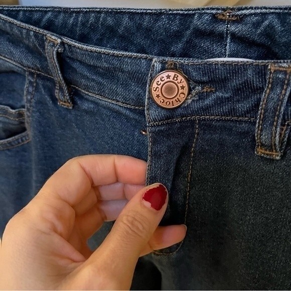 SEE BY CHLOE Flare Blue Denim Jeans in Shady Cobalt 27 - Picture 14 of 16